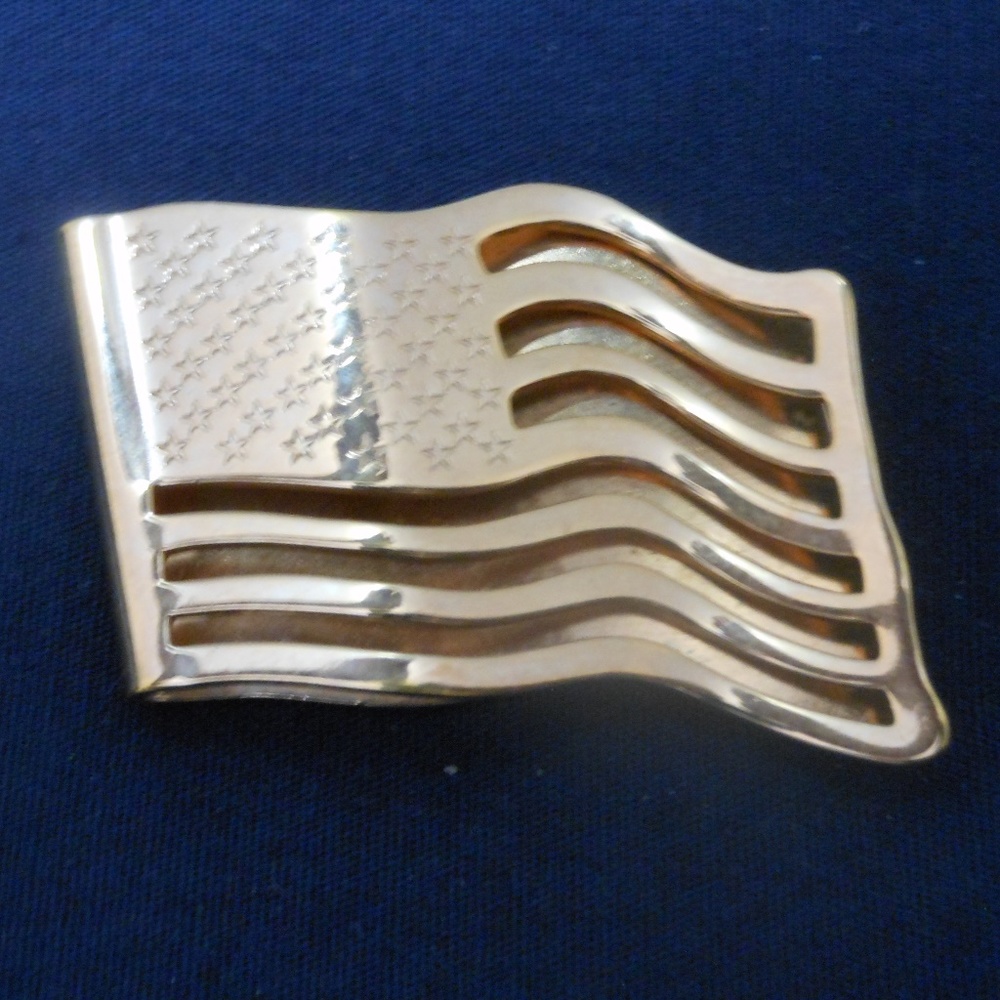 Vintage gold plated American flag Money clip